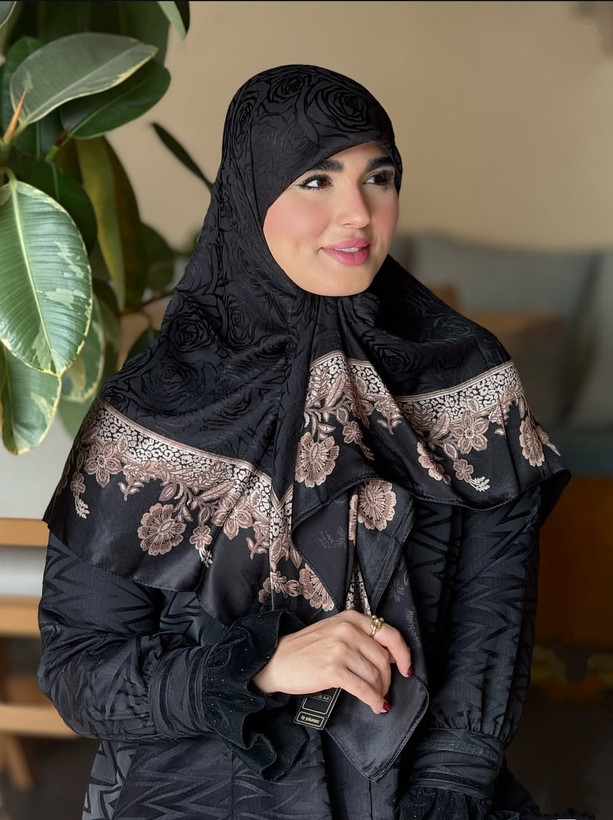روسری مشکی حریر دووره کاردیون ترک