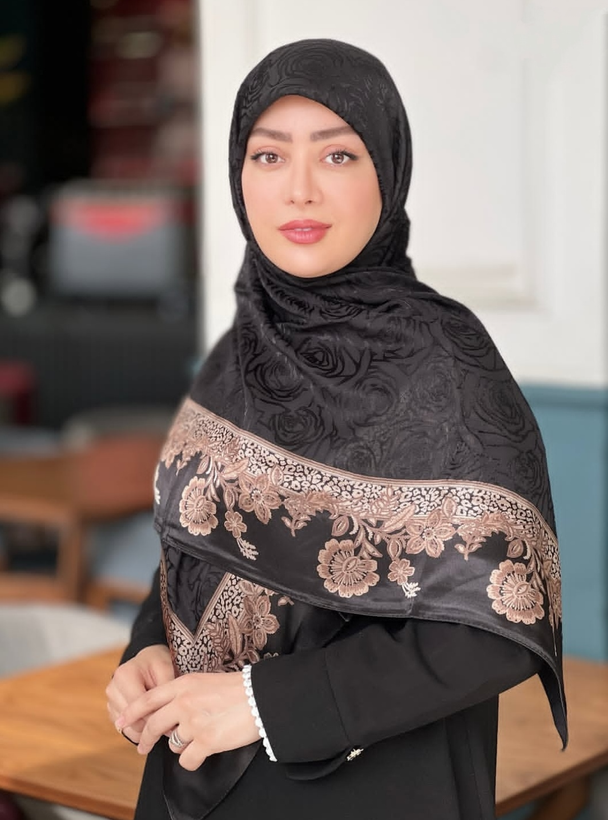 روسری مشکی حریر دووره کاردیون ترک