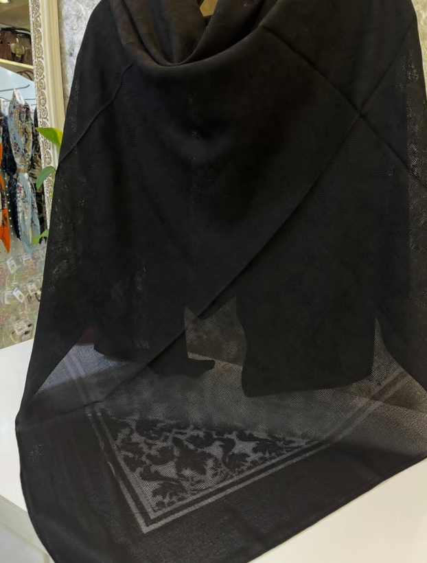 روسری مشکی نخی سوزنی ترک تابستانه