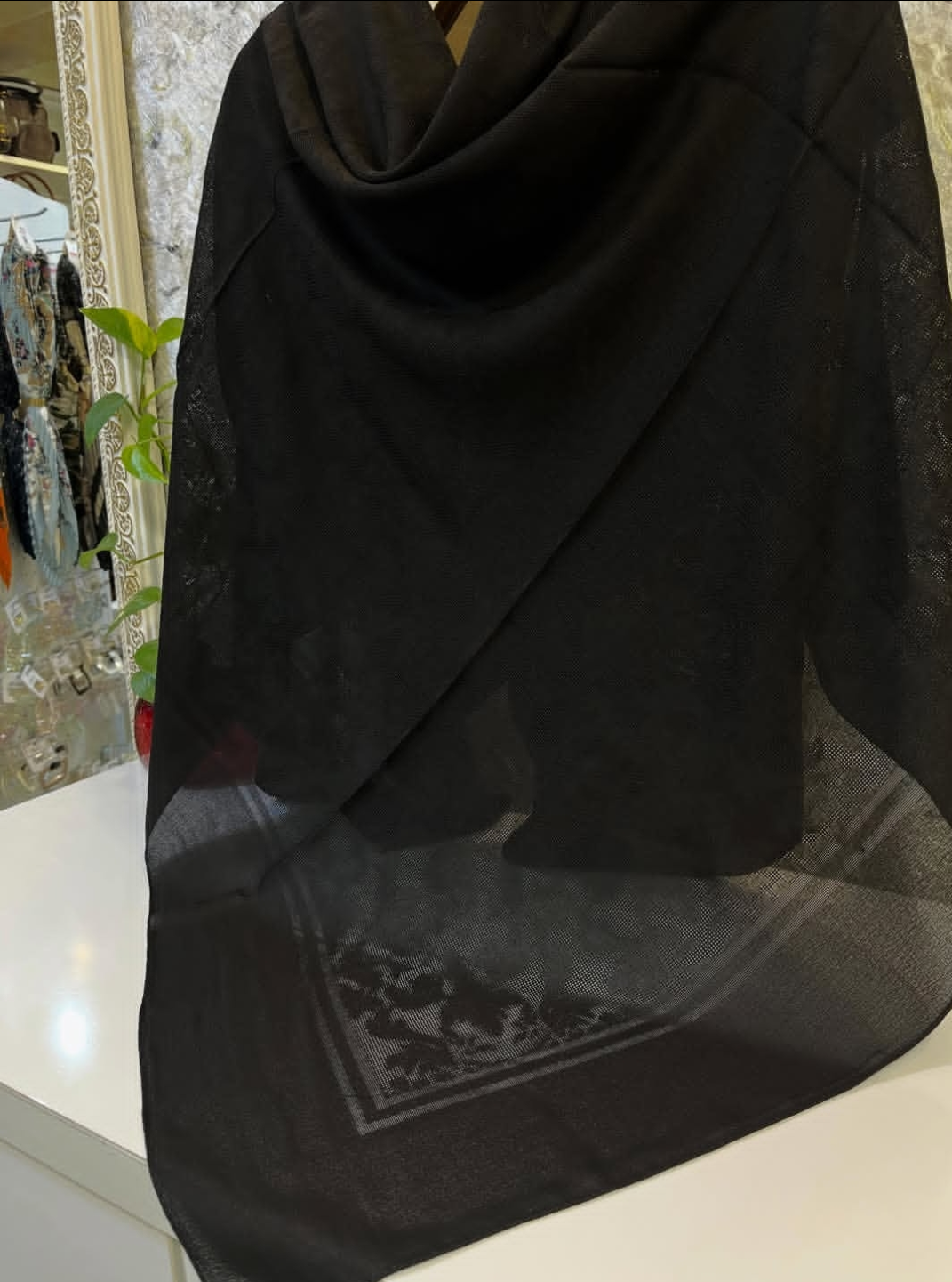 روسری مشکی نخی سوزنی ترک تابستانه