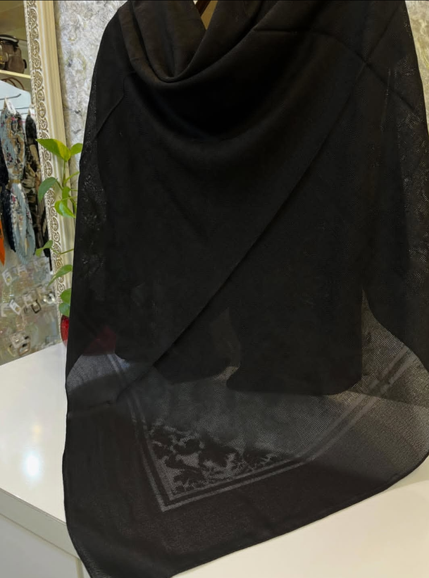 روسری مشکی نخی سوزنی ترک تابستانه