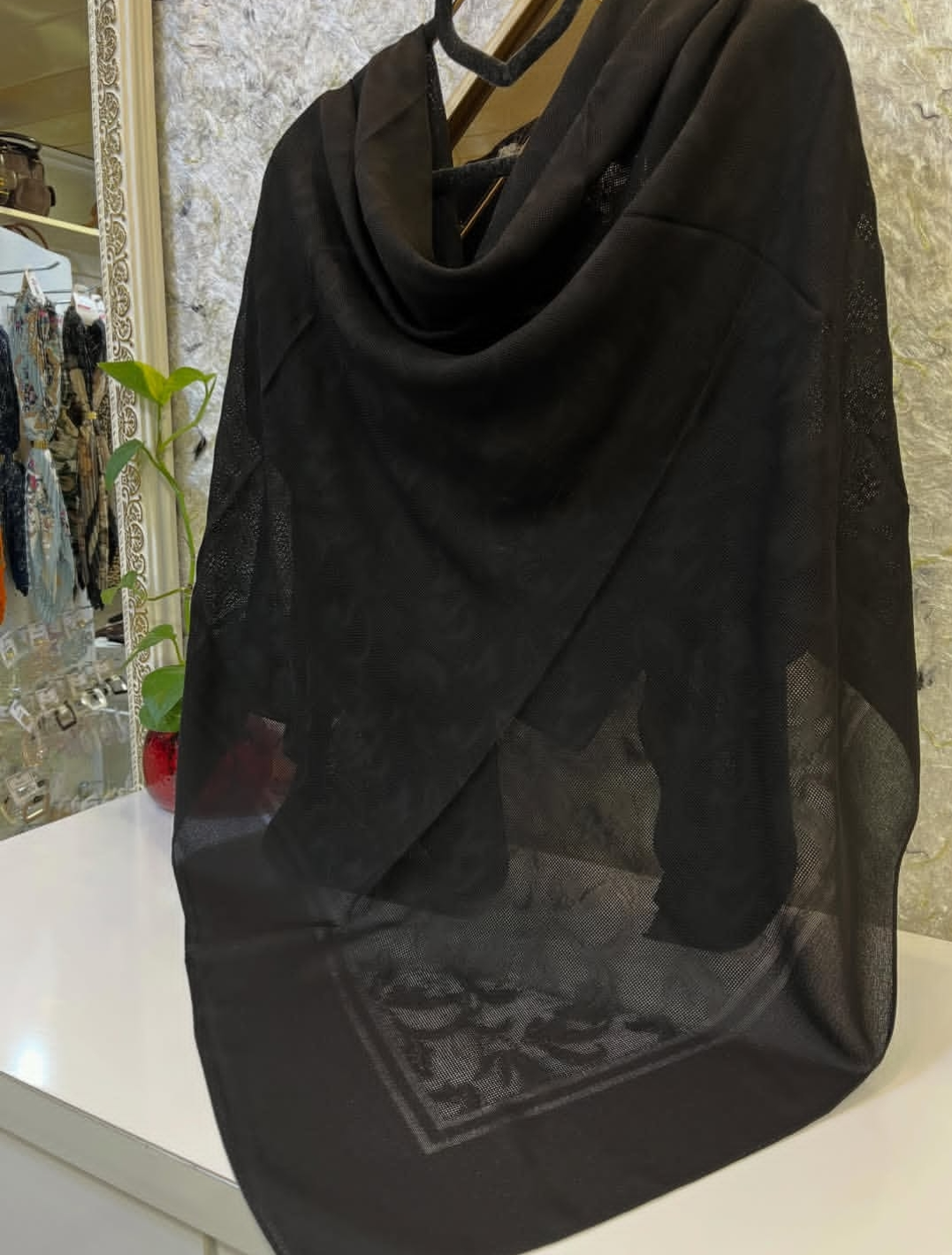 روسری مشکی نخی سوزنی ترک تابستانه