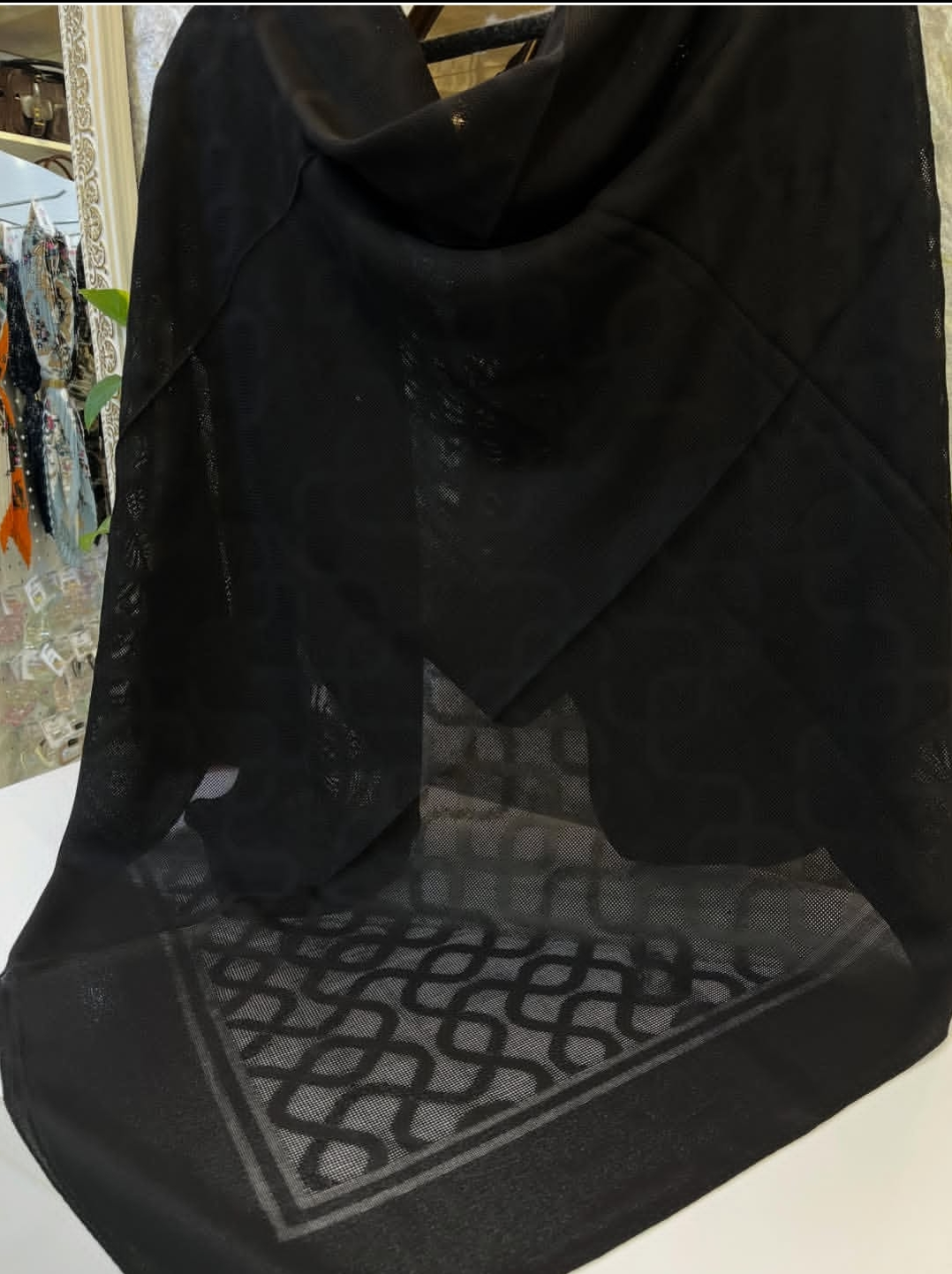روسری مشکی نخی سوزنی ترک تابستانه