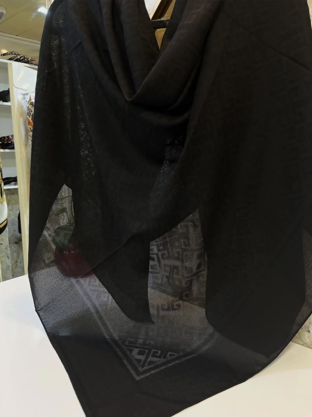 روسری مشکی نخی سوزنی ترک تابستانه