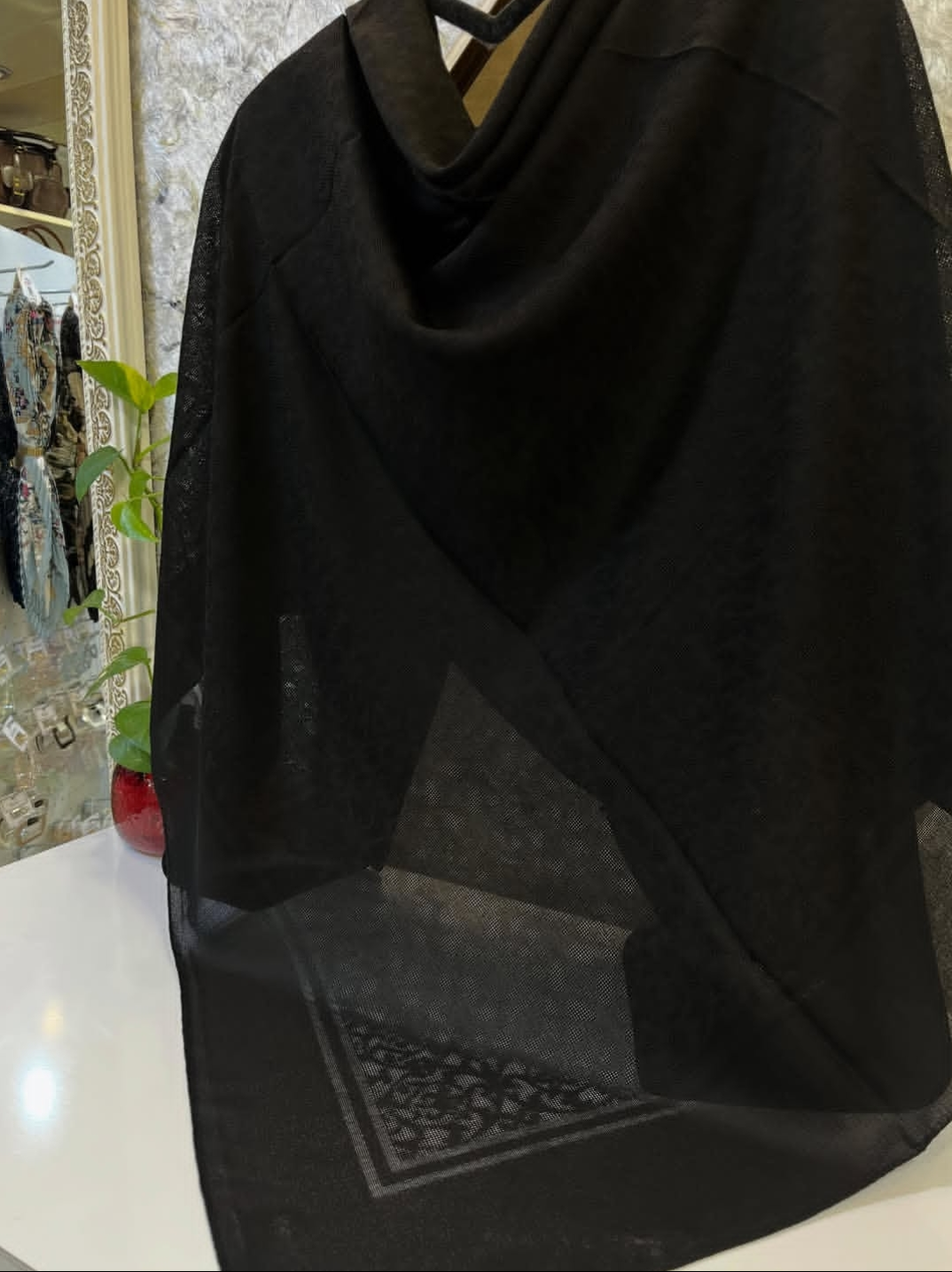 روسری مشکی نخی سوزنی ترک تابستانه