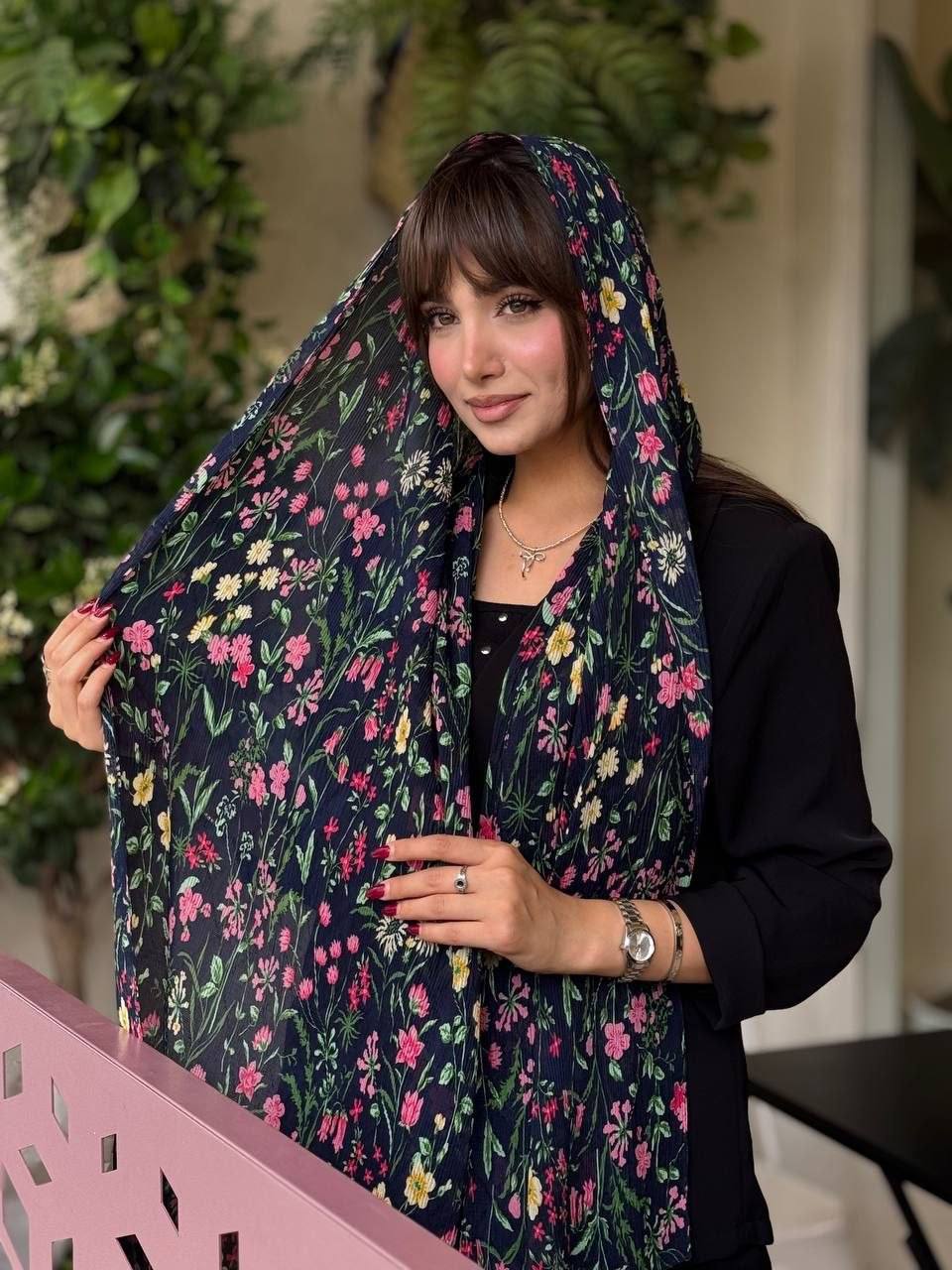 شال حریر پلیسه تابستانه