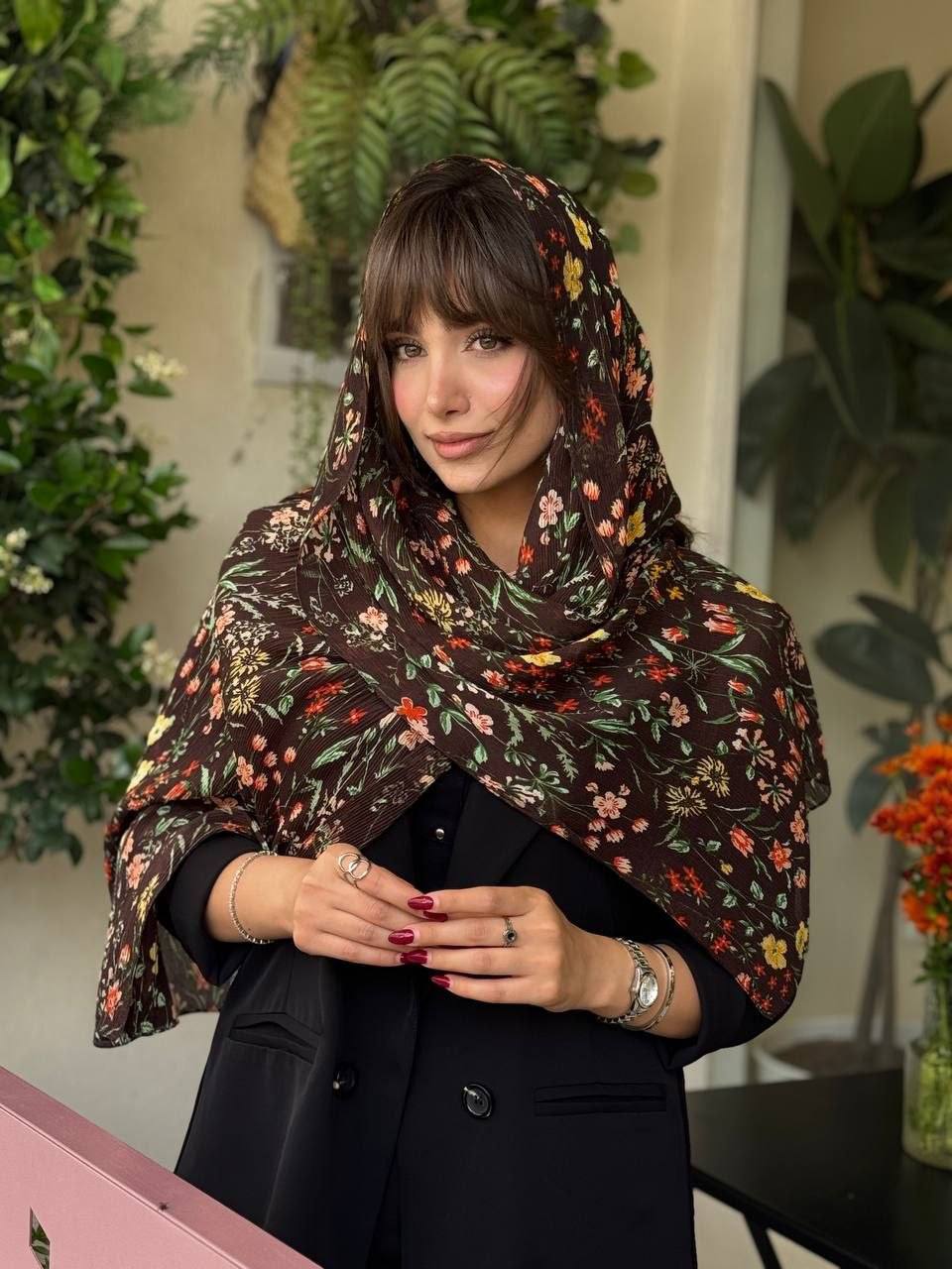 شال زنانه حریر پلیسه تابستانه