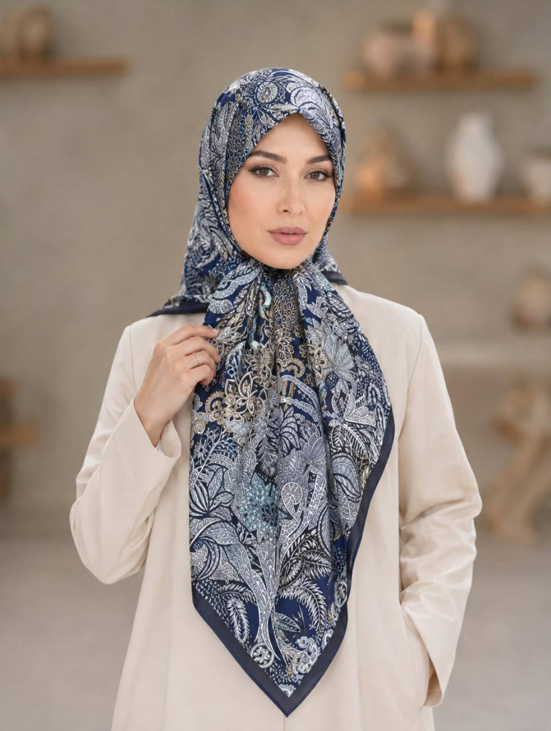 روسری ابریشم توئیل کجراه