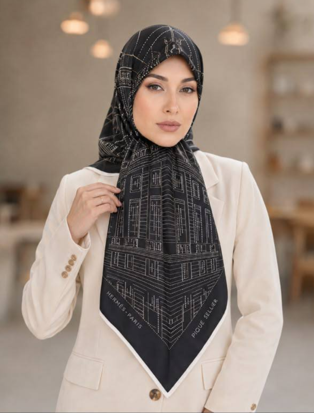 روسری ابریشم توئیل کجراه