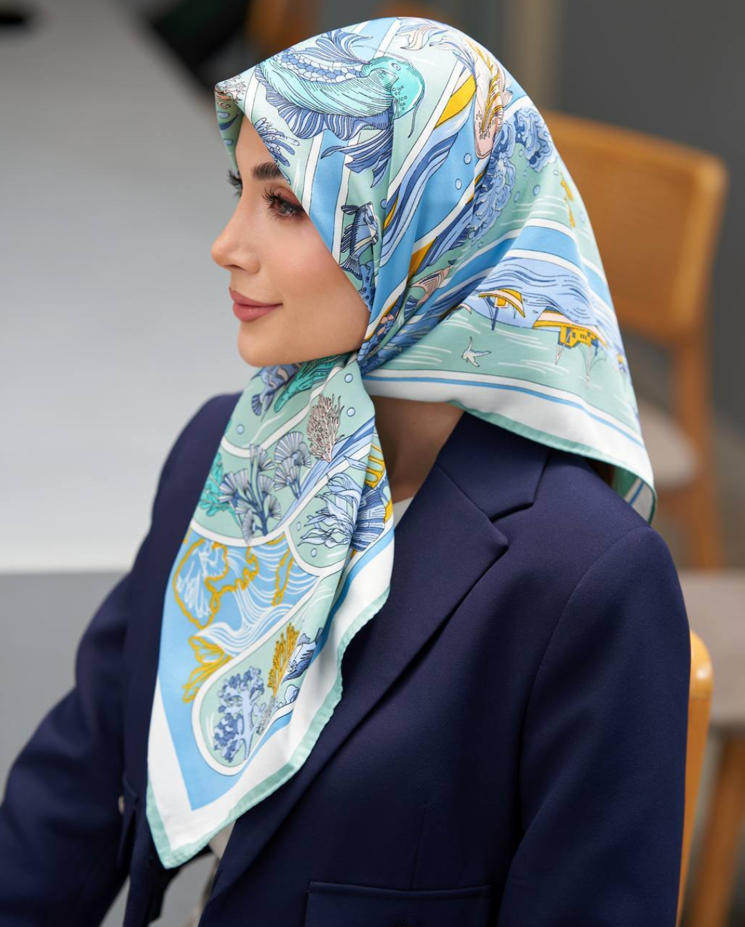 روسری ابریشم توئیل کجراه