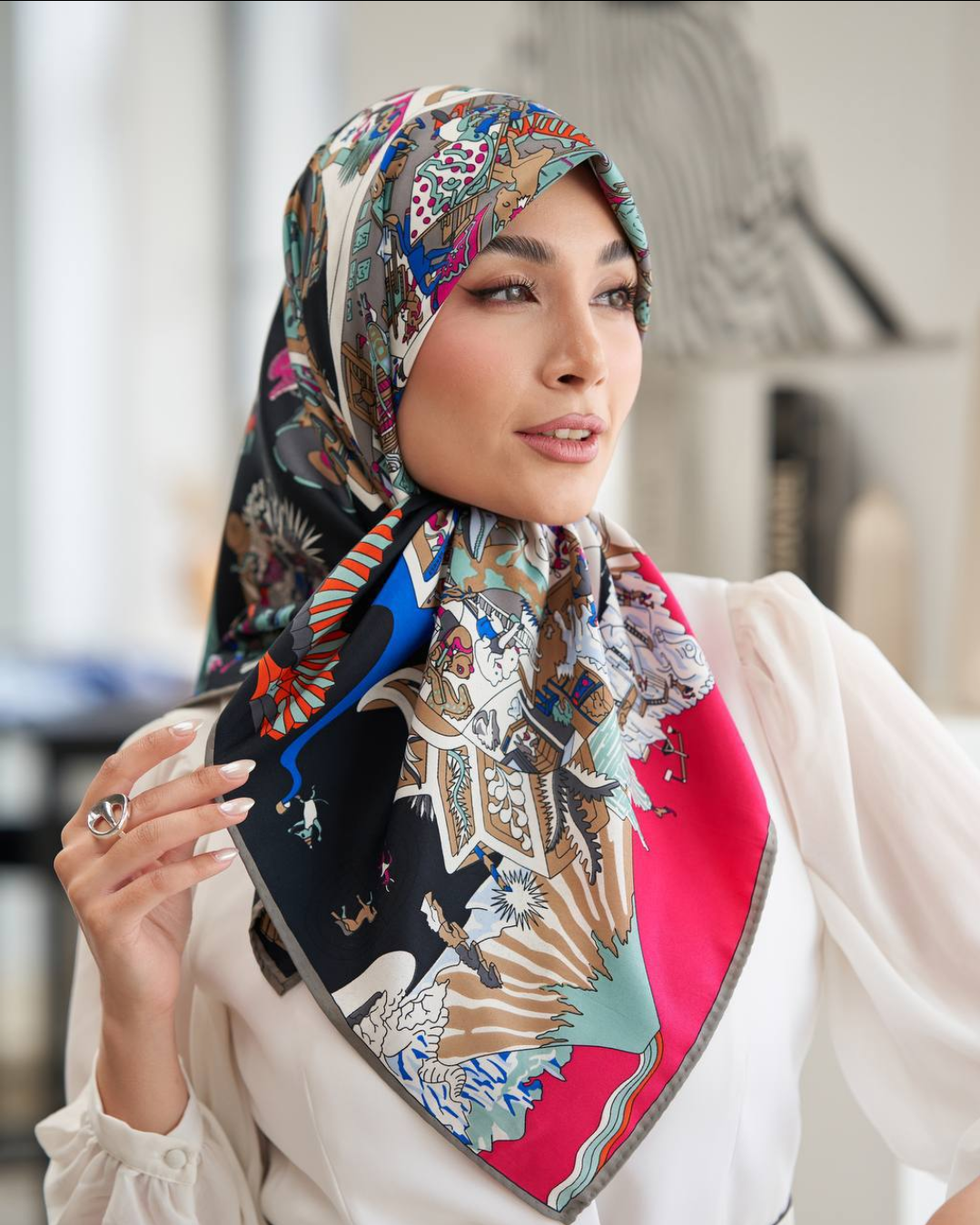 روسری ابریشم توئیل کجراه